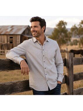 Rodd & Gunn Sports Fit Gray Dot Button Up Shirt Men’s Size S